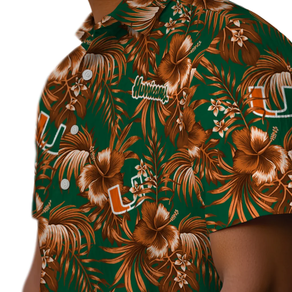 Miami Hurricanes Hawaiian Shirt - Hibiscus Exotic miami hurricanes hibiscus exotic orange hawaiian shirts trendy