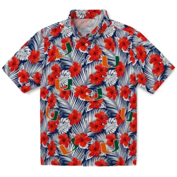 miami hurricanes hibiscus fiesta red royal blue hawaiian shirts best selling