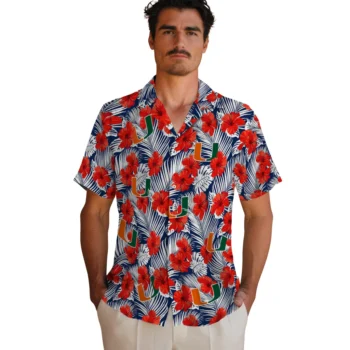 miami hurricanes hibiscus fiesta red royal blue hawaiian shirts fashion forward