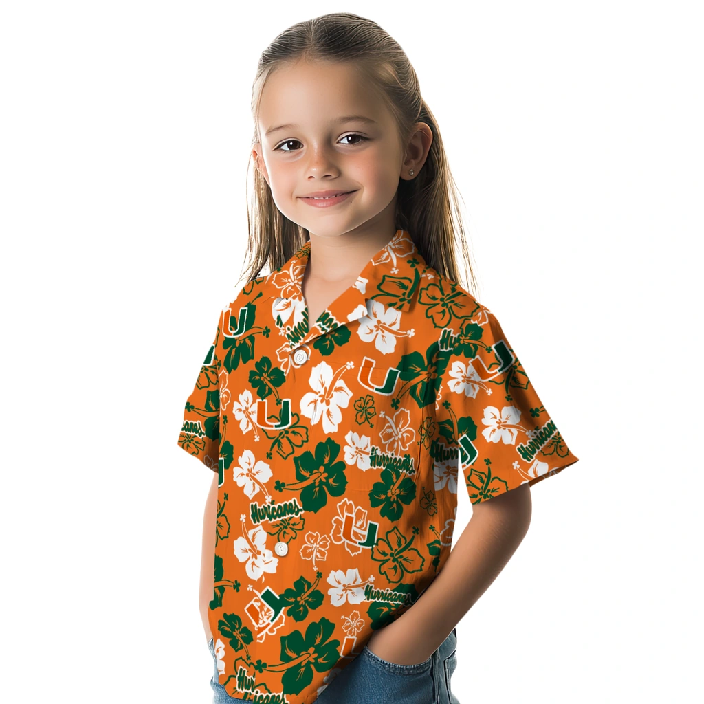Miami Hurricanes Hawaiian Shirt - Hibiscus Flower Design miami hurricanes hibiscus bloom orange hawaiian shirts premium grade