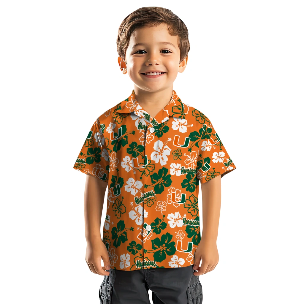 Miami Hurricanes Hawaiian Shirt - Hibiscus Flower Design miami hurricanes hibiscus bloom orange hawaiian shirts top rated