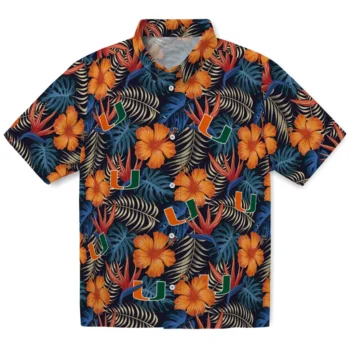 miami hurricanes hibiscus foliage hawaiian shirts best selling