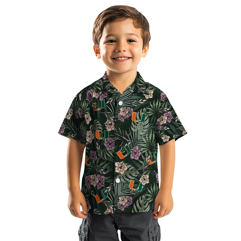 Miami Hurricanes Hawaiian Shirt - Hibiscus Leaves Pattern miami hurricanes hibiscus leaves pattern green hawaiian shirts top rated