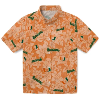 miami hurricanes hibiscus oasis orange hawaiian shirts best selling