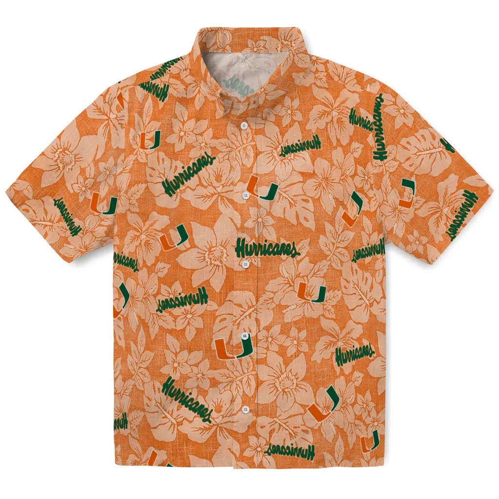 Miami Hurricanes Hawaiian Shirt - Hibiscus Oasis miami hurricanes hibiscus oasis orange hawaiian shirts best selling