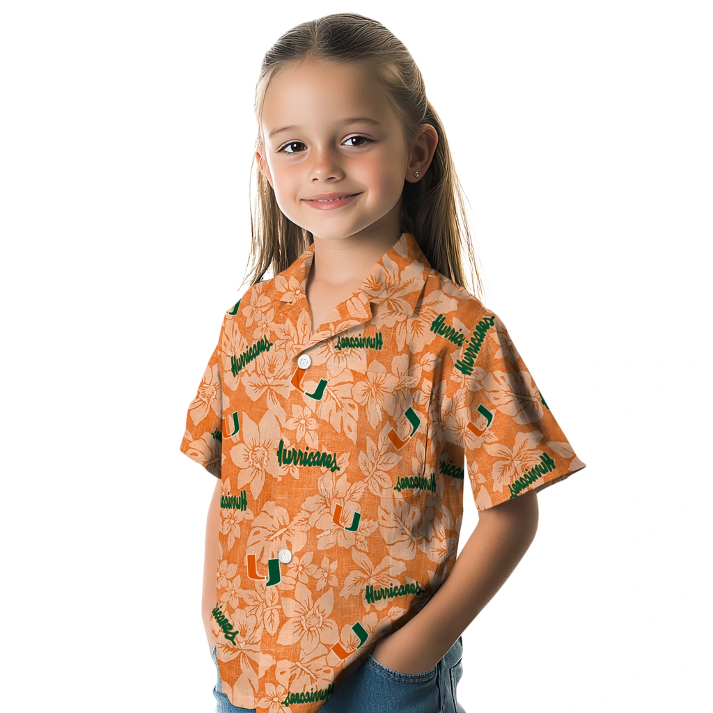 Miami Hurricanes Hawaiian Shirt - Hibiscus Oasis miami hurricanes hibiscus oasis orange hawaiian shirts premium grade