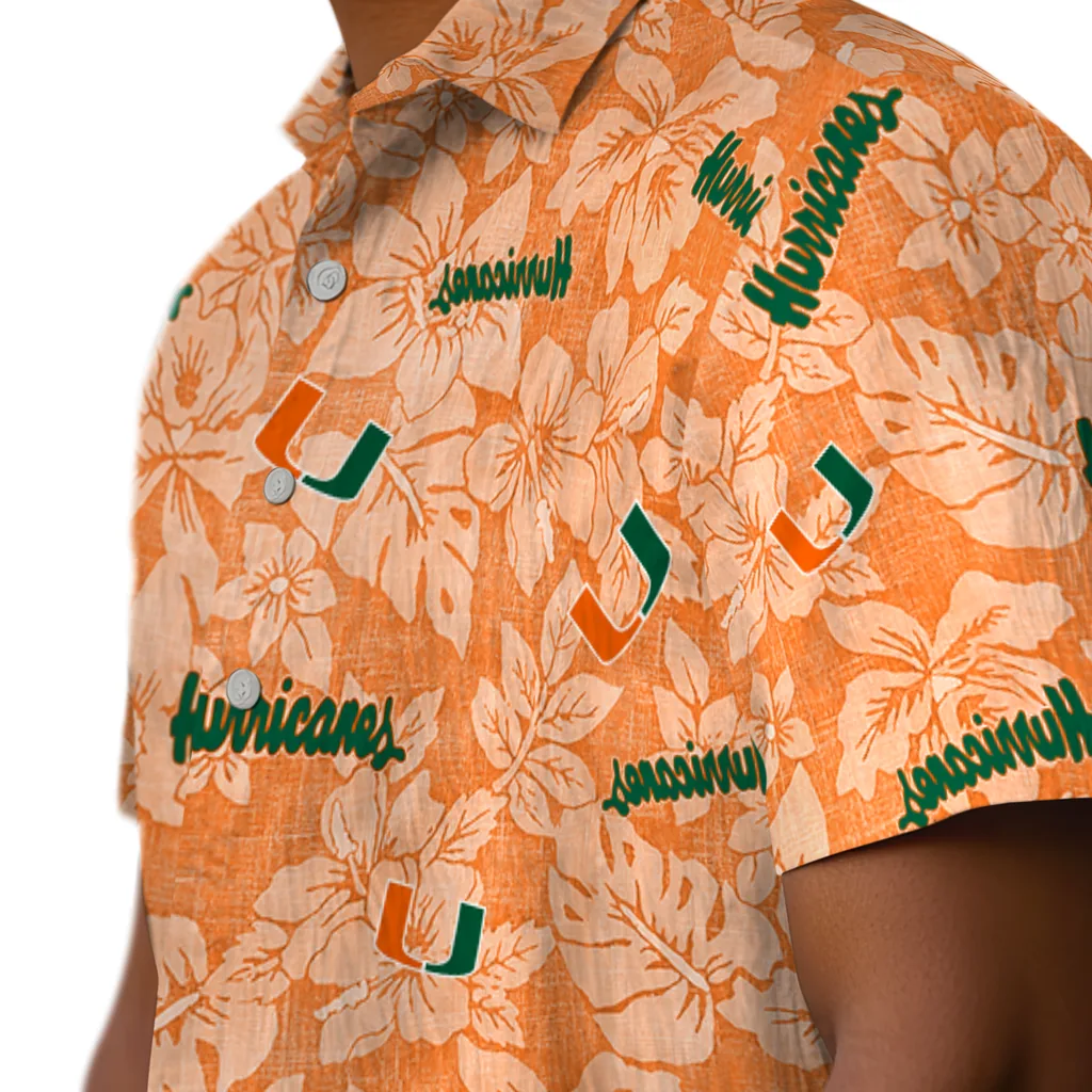 Miami Hurricanes Hawaiian Shirt - Hibiscus Oasis miami hurricanes hibiscus oasis orange hawaiian shirts trendy