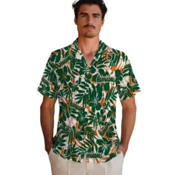 miami hurricanes hibiscus overlay hawaiian shirts fashion forward