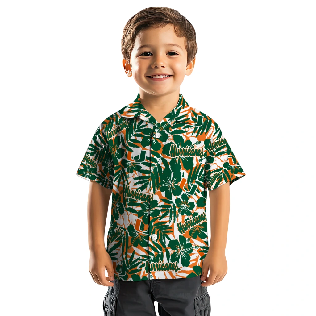Miami Hurricanes Hawaiian Shirt - Hibiscus Overlay miami hurricanes hibiscus overlay hawaiian shirts top rated