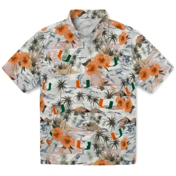 miami hurricanes hibiscus seaside white hawaiian shirts best selling