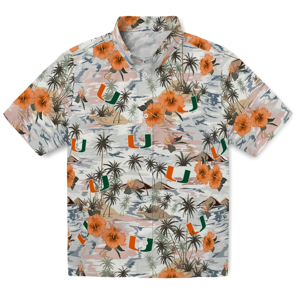 Miami Hurricanes Hawaiian Shirt - Hibiscus Seaside miami hurricanes hibiscus seaside white hawaiian shirts best selling