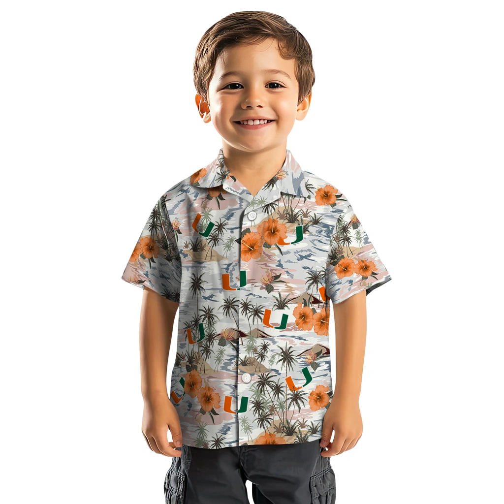 Miami Hurricanes Hawaiian Shirt - Hibiscus Seaside miami hurricanes hibiscus seaside white hawaiian shirts top rated