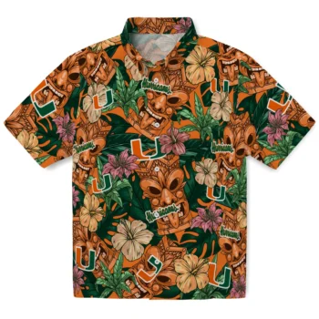 miami hurricanes tiki jungle orange hawaiian shirts best selling