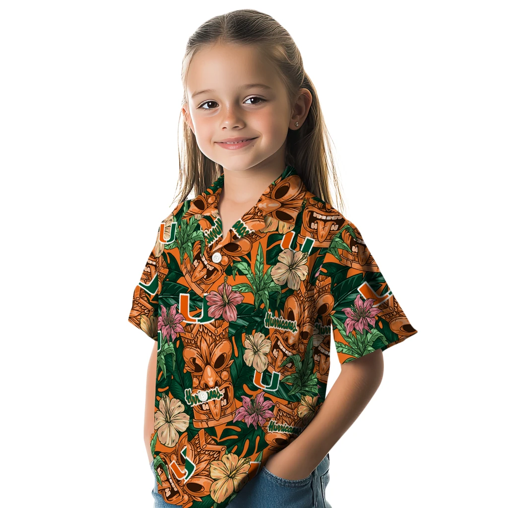 Miami Hurricanes Hawaiian Shirt - Hibiscus Tiki Jungle miami hurricanes tiki jungle orange hawaiian shirts premium grade