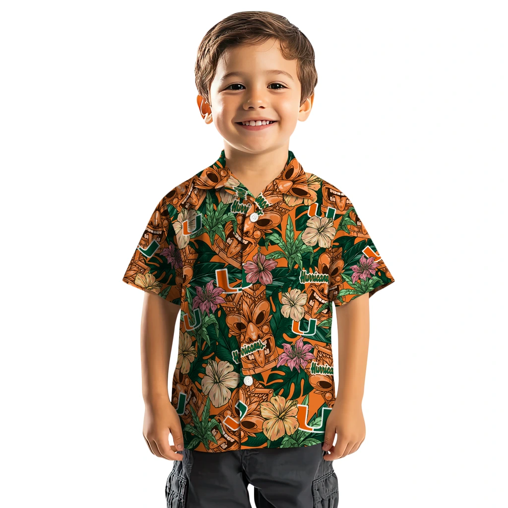 Miami Hurricanes Hawaiian Shirt - Hibiscus Tiki Jungle miami hurricanes tiki jungle orange hawaiian shirts top rated