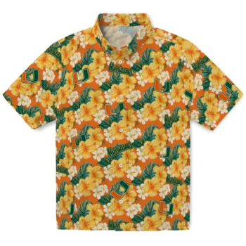 miami hurricanes hibiscus tropics orange yellow hawaiian shirts best selling
