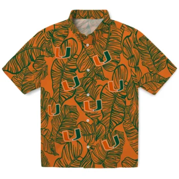 miami hurricanes leaf outline orange hawaiian shirts best selling