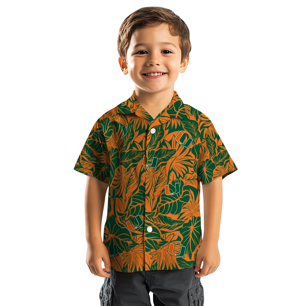 Miami Hurricanes Hawaiian Shirt - Monstera Layer miami hurricanes monstera layer orange hawaiian shirts top rated