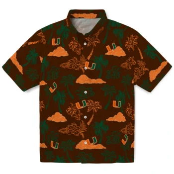 miami hurricanes palm and clouds orange hawaiian shirts best selling