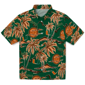 miami hurricanes palm sunset hawaiian shirts best selling
