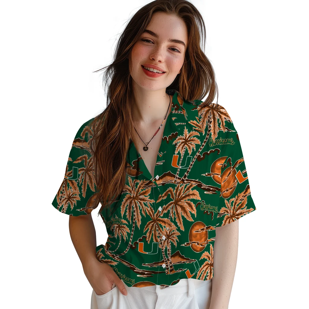 Miami Hurricanes Hawaiian Shirt - Palm Sunset miami hurricanes palm sunset hawaiian shirts latest model