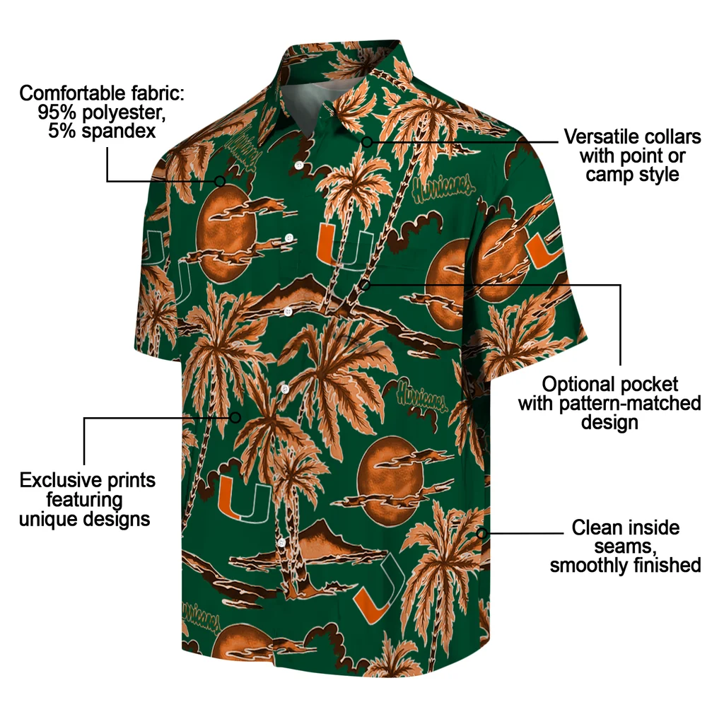 Miami Hurricanes Hawaiian Shirt - Palm Sunset miami hurricanes palm sunset hawaiian shirts new arrival