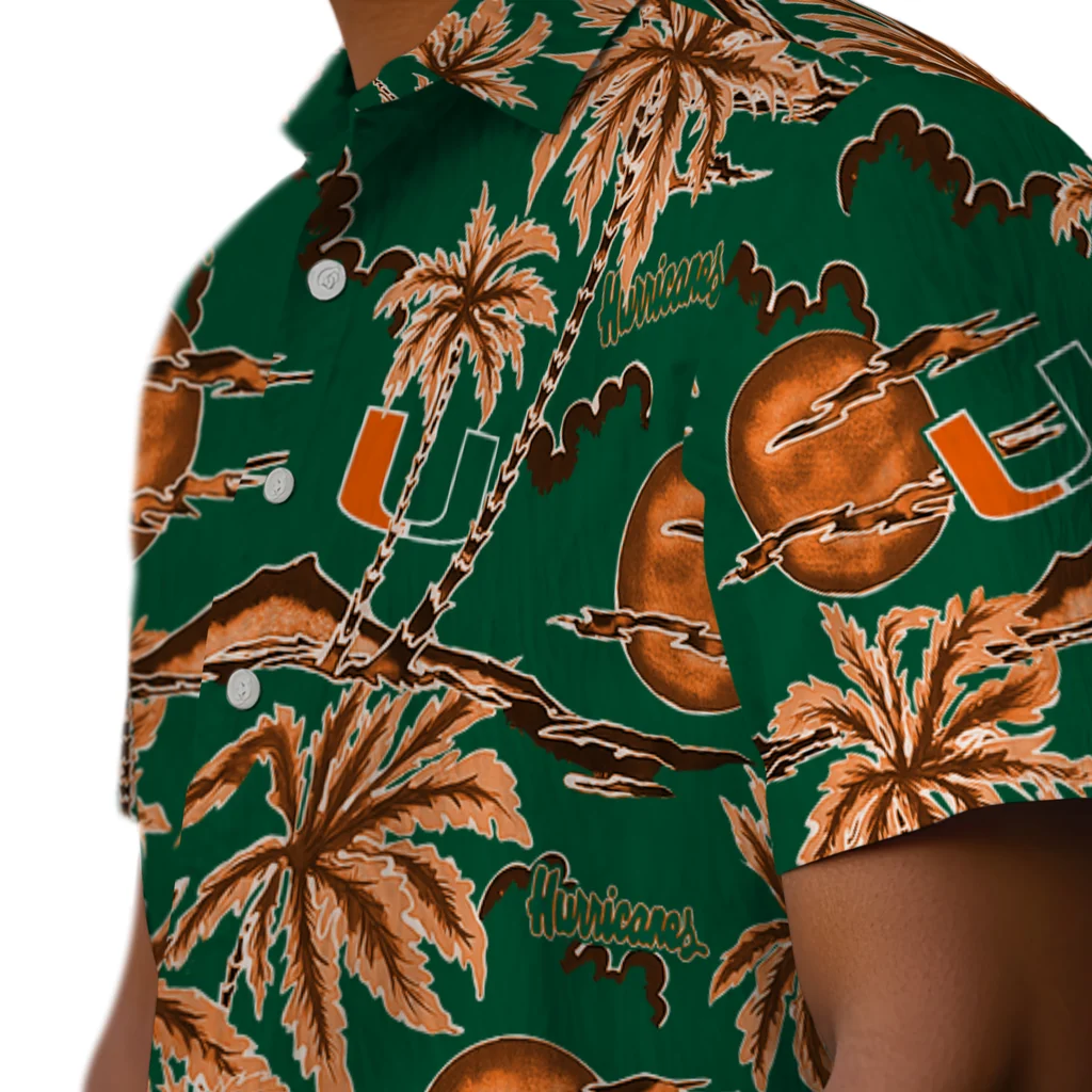Miami Hurricanes Hawaiian Shirt - Palm Sunset miami hurricanes palm sunset hawaiian shirts trendy