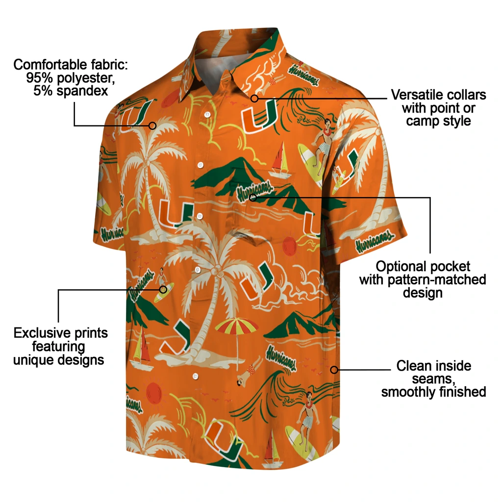 Miami Hurricanes Hawaiian Shirt - Palm Tree Island miami hurricanes palm tree island orange hawaiian shirts new arrival