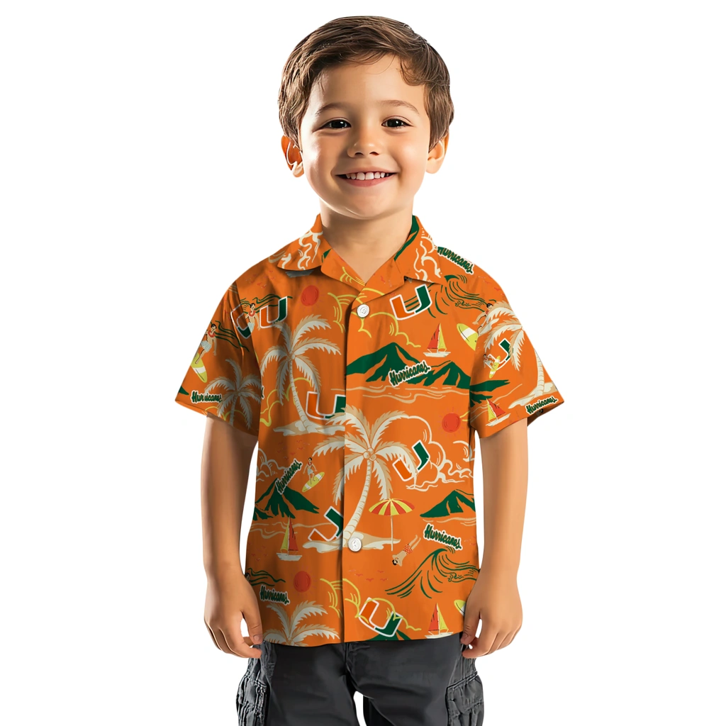 Miami Hurricanes Hawaiian Shirt - Palm Tree Island miami hurricanes palm tree island orange hawaiian shirts top rated