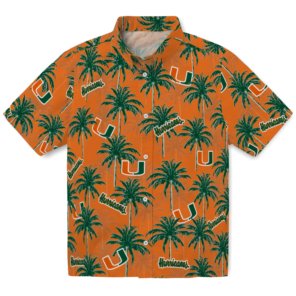Miami Hurricanes Hawaiian Shirt - Palm Tree Motif miami hurricanes palm grove orange hawaiian shirts best selling