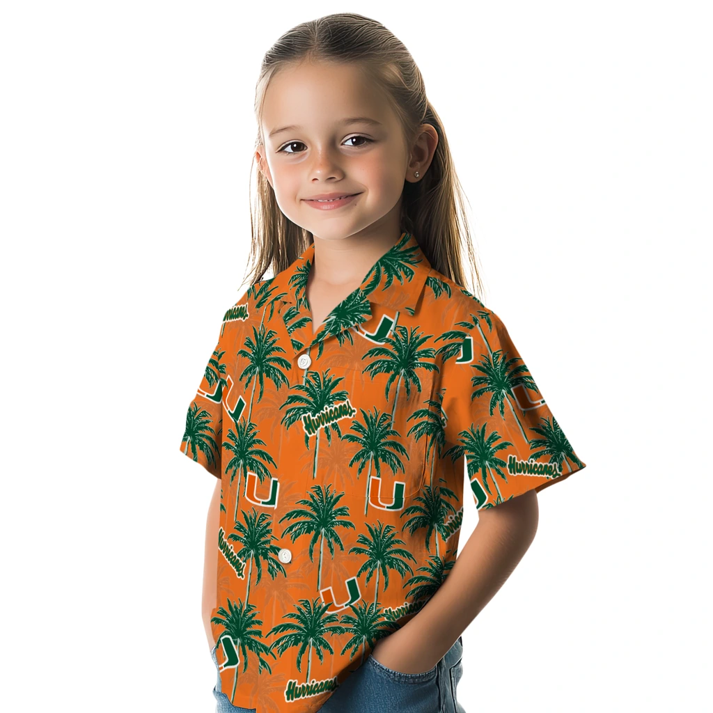 Miami Hurricanes Hawaiian Shirt - Palm Tree Motif miami hurricanes palm grove orange hawaiian shirts premium grade