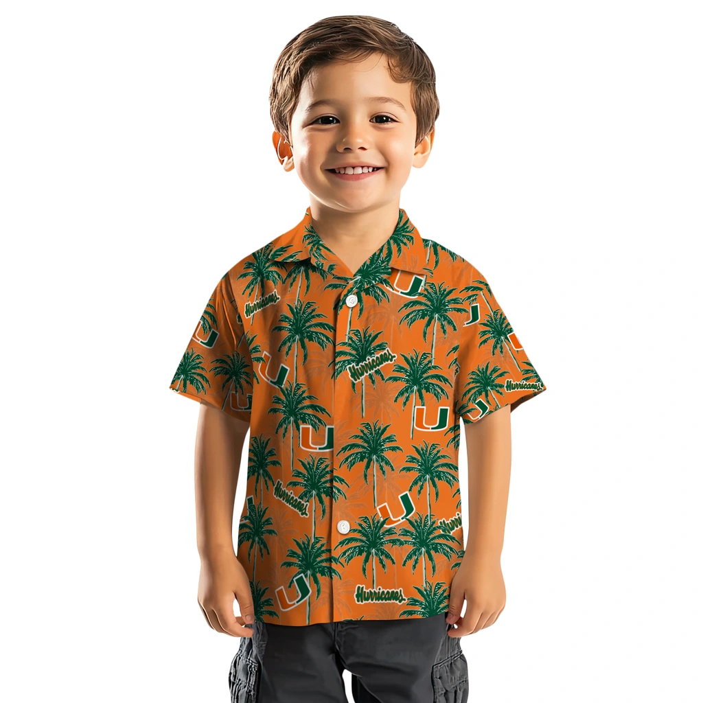 Miami Hurricanes Hawaiian Shirt - Palm Tree Motif miami hurricanes palm grove orange hawaiian shirts top rated