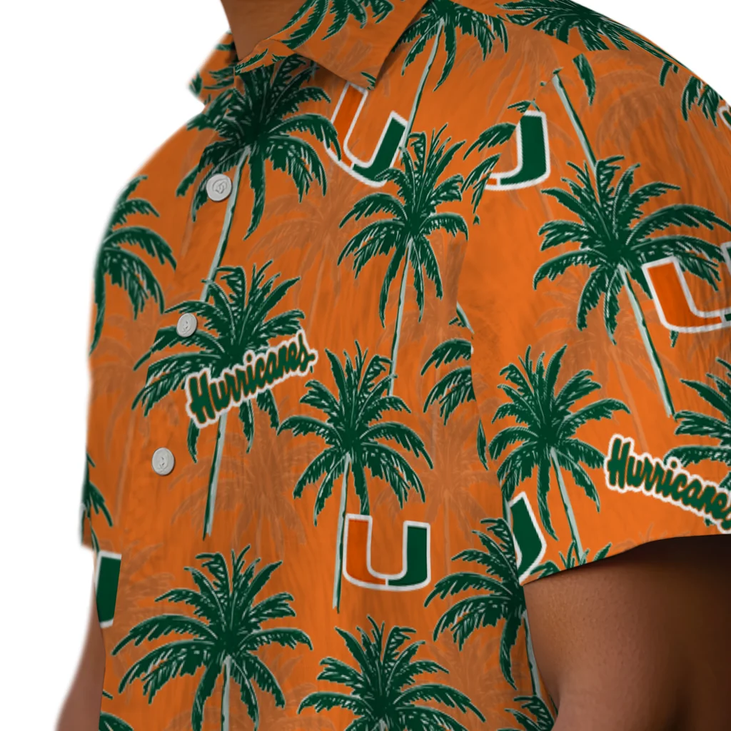 Miami Hurricanes Hawaiian Shirt - Palm Tree Motif miami hurricanes palm grove orange hawaiian shirts trendy