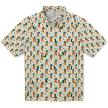 miami hurricanes pineapple delight beige hawaiian shirts best selling