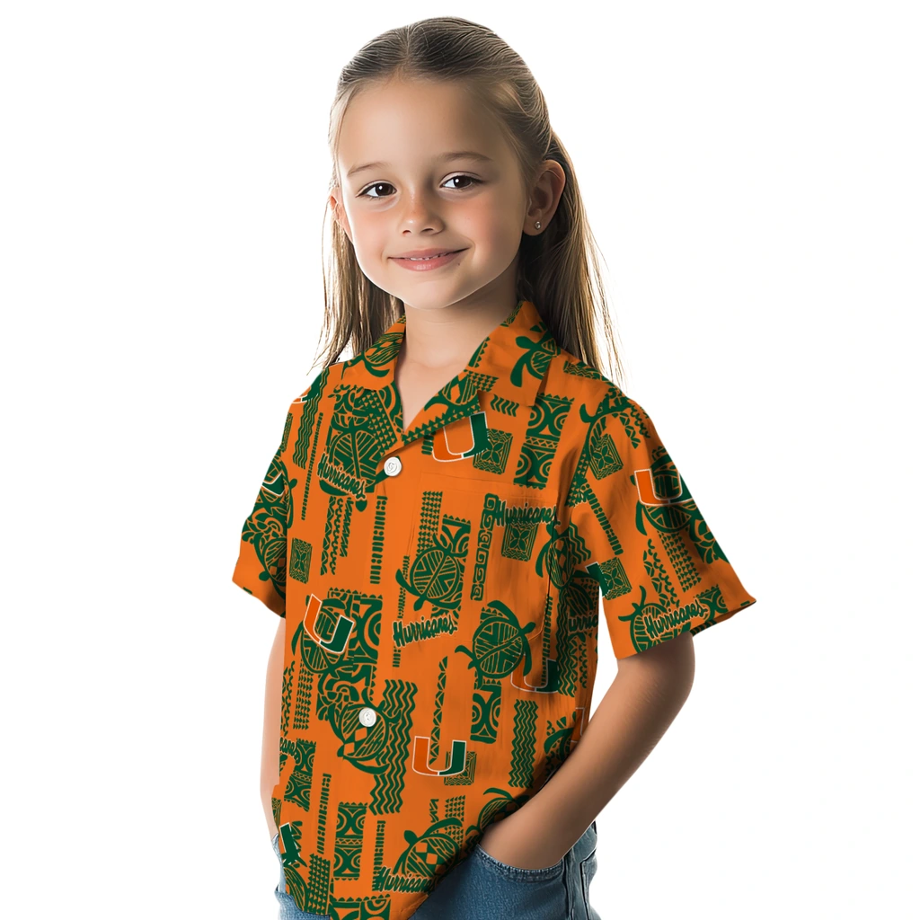 Miami Hurricanes Hawaiian Shirt - Turtle Lines miami hurricanes turtle lines orange hawaiian shirts premium grade