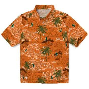 miami hurricanes wave palm orange hawaiian shirts best selling