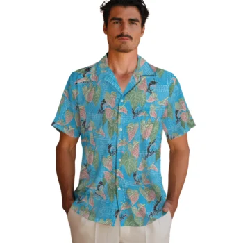 miami marlins anthurium overlay blue hawaiian shirts fashion forward