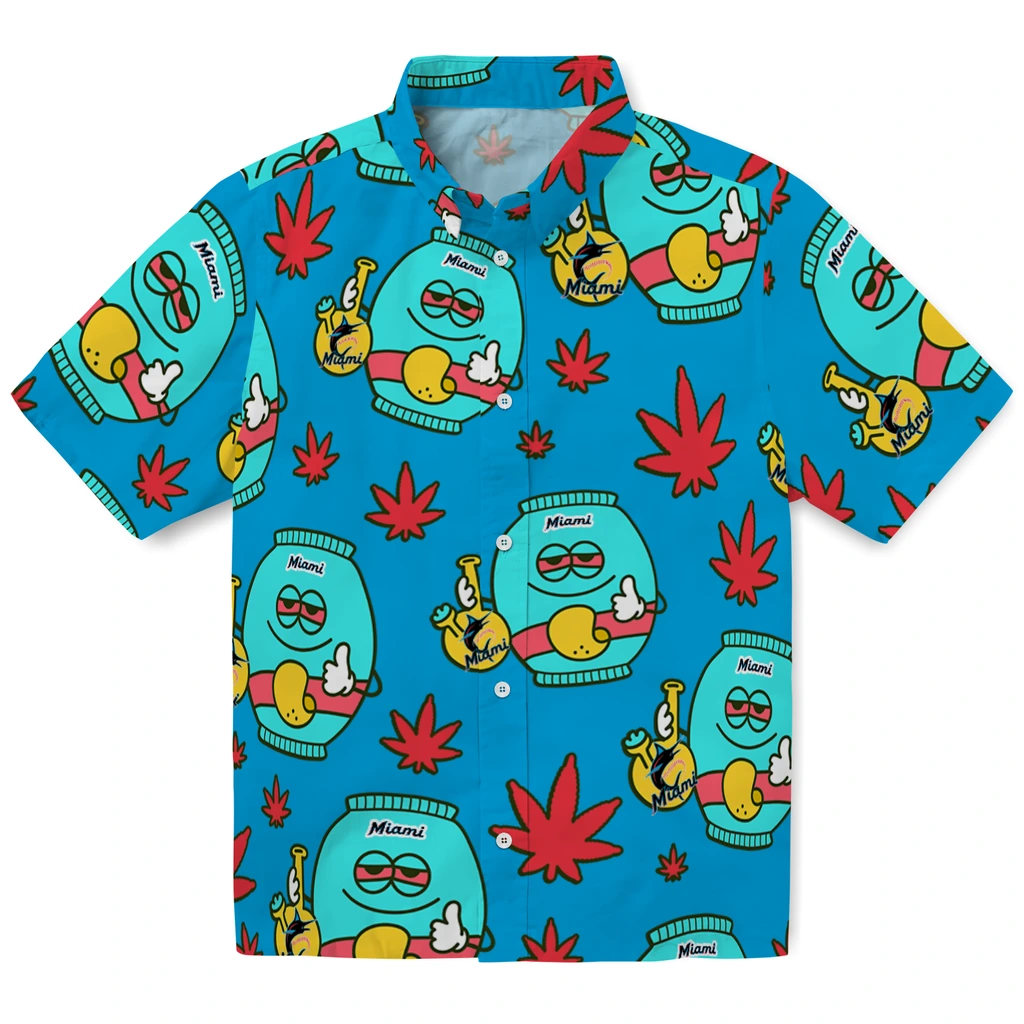 Miami Marlins Hawaiian Shirt - Chill Vibe miami marlins bong smile blue hawaiian shirts best selling