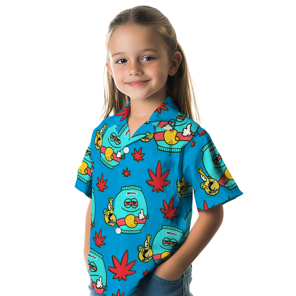 Miami Marlins Hawaiian Shirt - Chill Vibe miami marlins bong smile blue hawaiian shirts premium grade