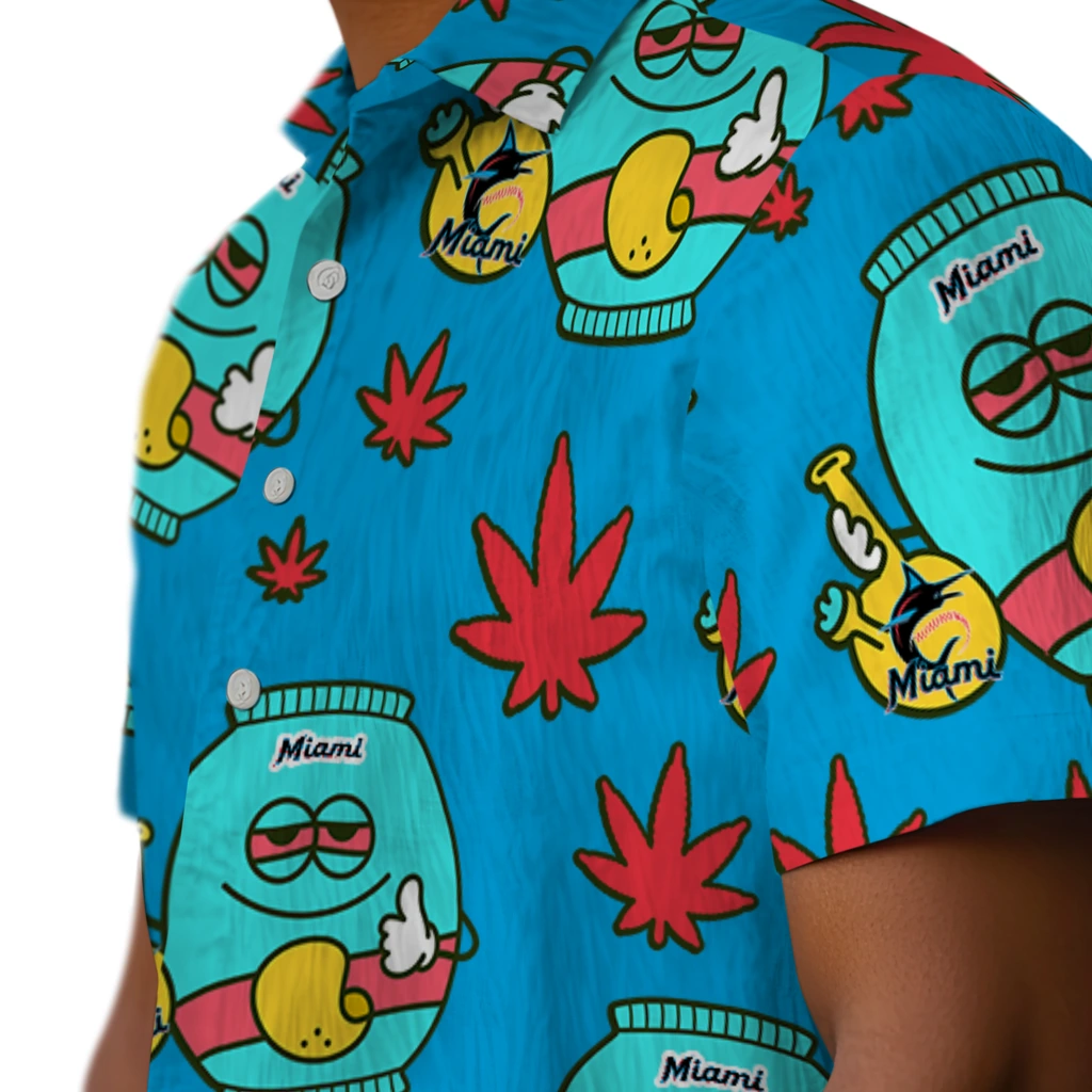 Miami Marlins Hawaiian Shirt - Chill Vibe miami marlins bong smile blue hawaiian shirts trendy