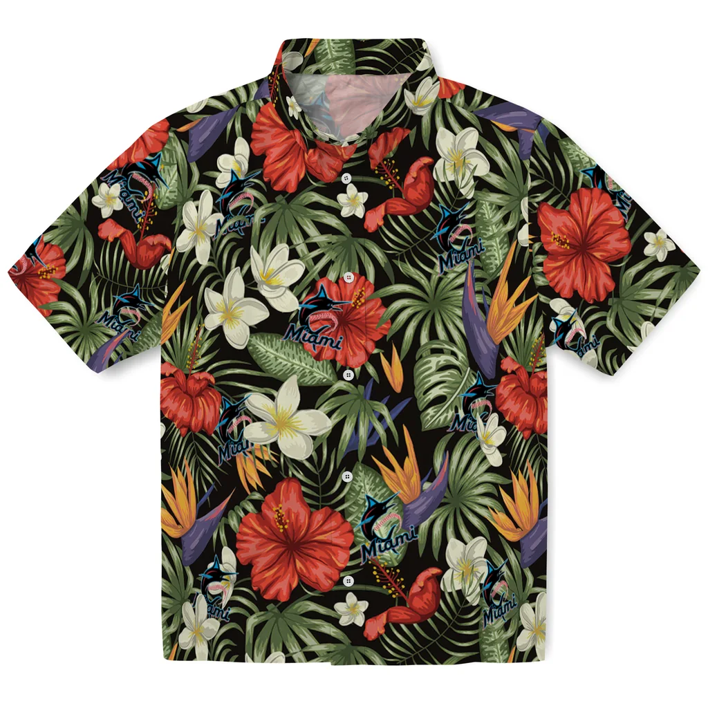 Miami Marlins Hawaiian Shirt - Hawaii Floral Hibiscus miami marlins hibiscus bird hawaiian shirts best selling