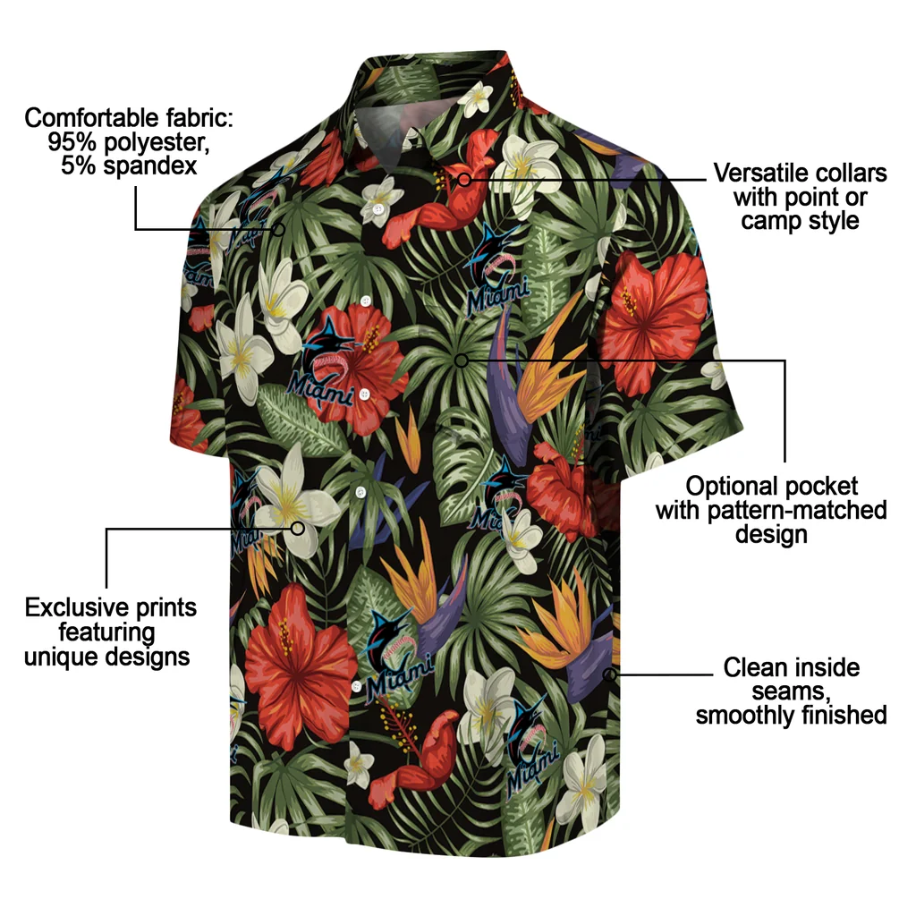 Miami Marlins Hawaiian Shirt - Hawaii Floral Hibiscus miami marlins hibiscus bird hawaiian shirts new arrival