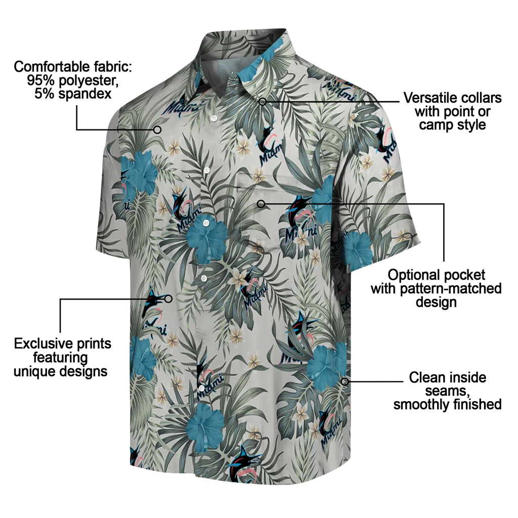 Miami Marlins Hawaiian Shirt - Hibiscus Designs miami marlins hibiscus designs beige hawaiian shirts new arrival