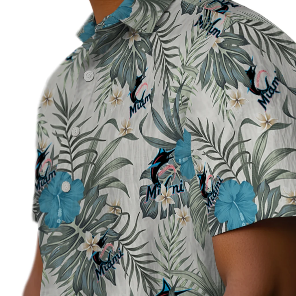 Miami Marlins Hawaiian Shirt - Hibiscus Designs miami marlins hibiscus designs beige hawaiian shirts trendy