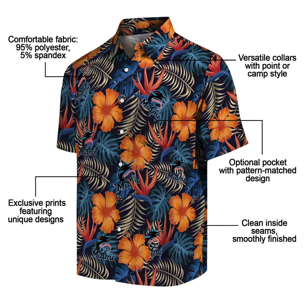 Miami Marlins Hawaiian Shirt - Hibiscus Foliage miami marlins hibiscus foliage hawaiian shirts new arrival