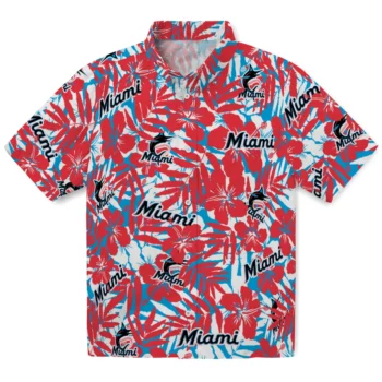 miami marlins hibiscus overlay hawaiian shirts best selling
