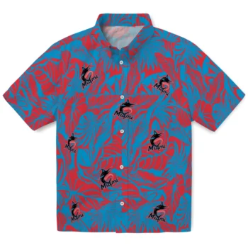 miami marlins monstera layer blue hawaiian shirts best selling