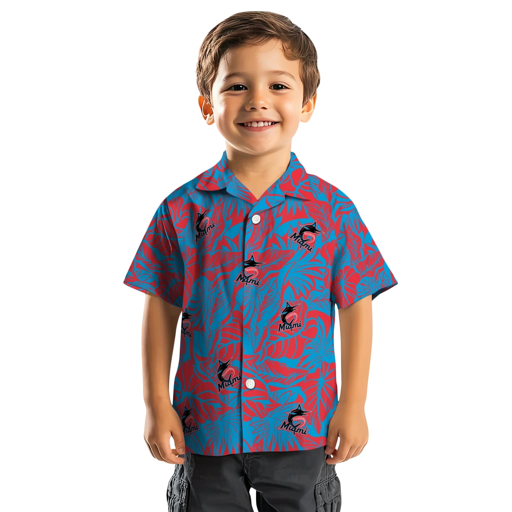 Miami Marlins Hawaiian Shirt - Monstera Layer miami marlins monstera layer blue hawaiian shirts top rated