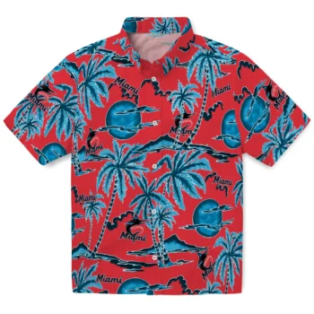miami marlins palm sunset hawaiian shirts best selling