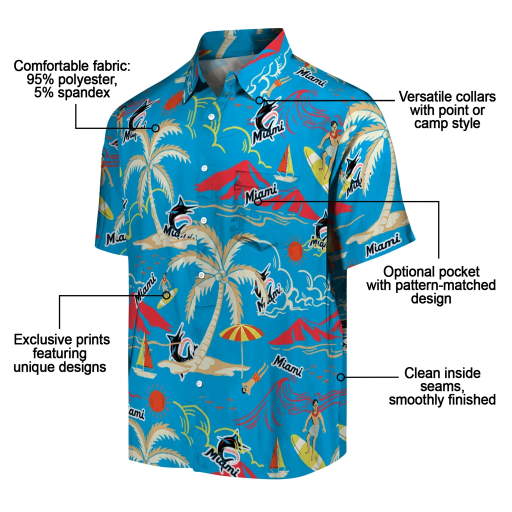 Miami Marlins Hawaiian Shirt - Palm Tree Island miami marlins palm tree island blue hawaiian shirts new arrival